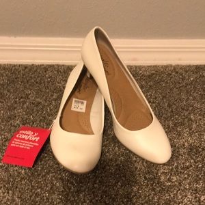 BN white kitten heels.